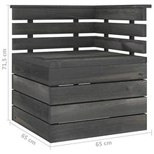Tidyard Divano Angolare da Giardino Pallet Legno di Pino Grigio Scuro,Divano da Giardino,per Esterno, Balcone, Giardino