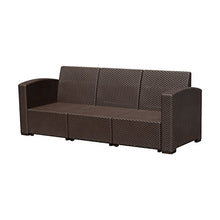 Outsunny Divano a 3 Posti in PP Plastica Divano da Giardino ad Effetto Rattan con Cuscini