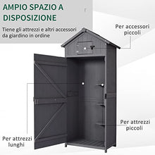 Outsunny Casetta in Legno da Giardino con Tetto Impermeabile, Armadio da Esterno Porta Attrezzi da Giardino con 3 Mensole, 77×54.2×179cm