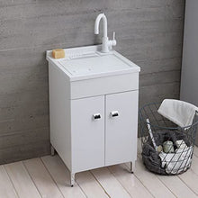 Kiamami Valentina LAVATOIO LAVANDERIA 50X50 CM CON MOBILE BIANCO LUCIDO E ASSE INCLUSA