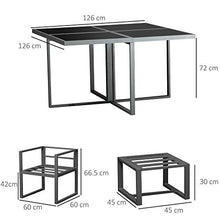 Outsunny Set con Tavolo 4 Sedie e 4 Sgabelli da Giardino, Salotto da Esterno in Alluminio, Grigio