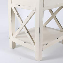 Comodino in legno bianco crema, vintage, stile rustico, retro