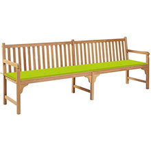 vidaXL Panca da Giardino e Cuscino Verde Brillante 240cm Legno di Teak