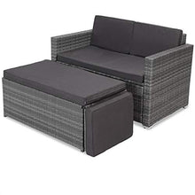 Casaria Divano Lounge 2 Posti Divanetto da Giardino Cuscini Pouf Mobile Chaise Longue Mobili Balcone
