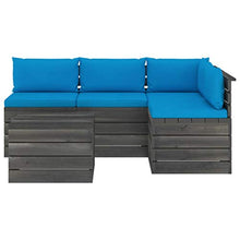 FAMIROSA Set Divani da Giardino su Pallet 5 pz con Cuscini Massello Pino-1831