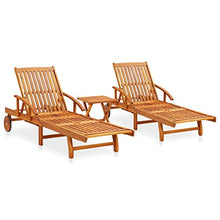 FAMIROSA Set Lettini Prendisole 2 pz con Tavolino in Massello di Acacia-7996