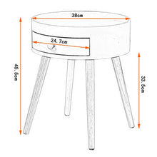 WOLTU Set di 2 Comodini per Camera da Letto Comodino Rotondo con Cassetto Tavolino da Salotto in Legno Bianco TS111ws-2