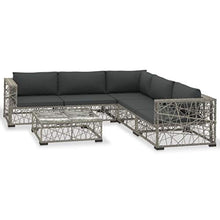 OUSEE Set Divani da Giardino 6 pz con Cuscini in Polyrattan Grigio
