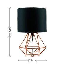 MiniSun - Lampada da Tavolo Moderna Scandinava- Base Originale a Forma di Gabbia in Rame con Paralume Nero - Illuminazione per Interni
