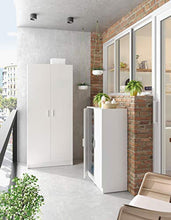 Bridge Armadio Multiuso, Armadio in Legno 7 Ripiani, Armadio 2 Ante, 108 x 55 x 36 cm, Bianco