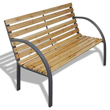 GOTOTOP Panca da giardino in legno e ferro 2 posti con schienale 120 x 62 x 82 cm