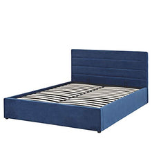 Letto Matrimoniale in Velluto Colore Blu Scuro con Contenitore Landes