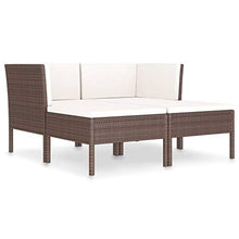 SKM Set Divani da Giardino 4 pz con Cuscini in Polyrattan Marrone (29kg)