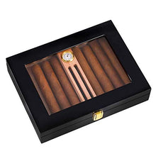 SMEJS Cigar Humidor, Cedar Cigar Desktop Box con umidificatore e igrometro, Piano in Vetro for 15 (10-15 Cigars)