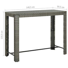 FAMIROSA Tavolo Bar da Giardino Grigio 140,5x60,5x110,5 cm in Polyrattan
