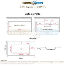 Mobile bagno SOSPESO 60 cm con lavabo in ceramica e specchio con cassetti BIANCO LINDA 8260