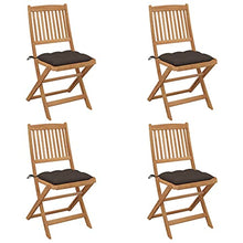 vidaXL Sedie da Giardino Pieghevoli 4 pz con Cuscini Massello Acacia
