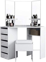 Comò Camera D'angolo, Comò Con Cassetti E Sgabello Mobile 109 * 55 * 140cm, Bianco,White