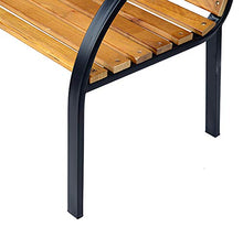 Outsunny Panca in Legno 2 Posti, Panchina da Esterno, Giardino, Balcone o Terrazzo 122x60x80cm, Nero e Color Legno