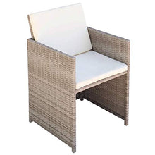 UnfadeMemory Set da Pranzo da Giardino per Giardino o Patio 11 pz con Cuscini in Polyrattan Beige