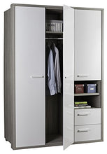 Composad Armadio Linea Mi Piace 3 Ante e 2 cassetti Rovere Gessato e Bianco Lucido