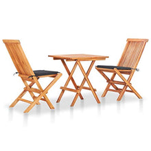 FAMIROSA Set da Bistrot 3 pz con Cuscini Antracite in Massello di Teak