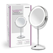 BaByliss 9436E Specchio Luminoso a LED, Rotondo, Ingrandimento Double Face x 10