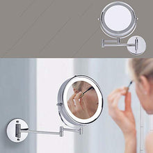 Specchio da Bagno a LED con Specchio da Trucco a Specchio Struttura Pieghevole Rotazione a 360 ° Funzione di Zoom della Superficie dello Specchio HD Specchio a LED Argento da 8,5 Pollici