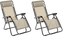 ok affarefatto zimbardi Costanza Sedia Pieghevole A gravità Zero, Sdraio per Giardino - Materiale: Textilene - 160 x 110 x 65 cm, Color Sabbia, con Cuscino, Textilene X 2