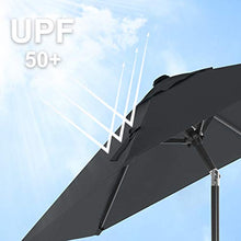 SONGMICS Ombrellone da Giardino di 2 m, Parasole con Protezione UPF50+, Palo e Stecche in Metallo, Inclinabile, Base Non Inclusa, per Terrazzo Balcone Esterno, Grigio GPU202G01