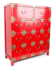 Fine Asianliving Cassettiera Cinese con 14 Cassetti Rossa