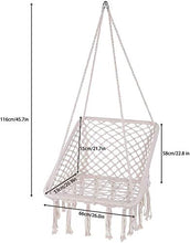 Sedia pensile Sedia a Battente Amaca, Appeso Biancheria di Cotone Macrame Swing, Square Sedie a Sospensione comode per Interni/Esterni/Casa/Patio/Metallica
