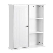 VASAGLE Mobile da Bagno da Parete, Mobile da Muro, Organizzatore Appeso, Armadietto Porta Medicinali, con un'Anta, 5 Scomparti, Ripiano Regolabile in Altezza, 60 x 18 x 71 cm, Bianco BBC20WT