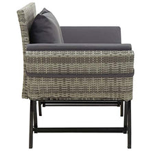 FAMIROSA Panchina da Giardino con Cuscini 176 cm in Polyrattan Grigio