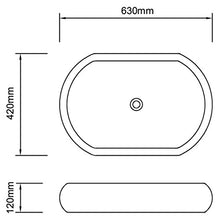 Lavabo a Forma Ovale in Ceramica 63 x 42 cm, Colore: Bianco