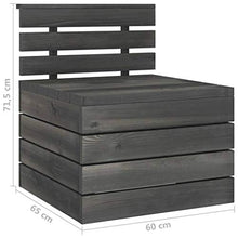 FAMIROSA Divano Centrale da Giardino Pallet Pino Massello Grigio Scuro