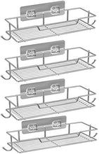 4 pezzi autoadesivi per doccia, senza foratura, mensole da bagno, montaggio a parete, in acciaio inox, organizer da cucina