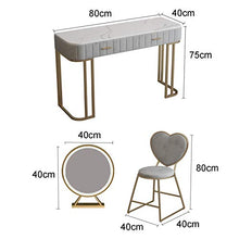 ZRN Tavolo da Trucco Toeletta Bianca con Specchio Illuminato, mobili per Camera da Letto, Vanity, scrivania in Marmo con 2 cassetti e Sgabello Imbottito
