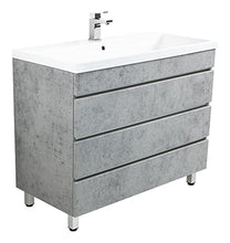 Mobile bagno a terra Via 100 grigio cemento , 3 cassetti senza maniglie