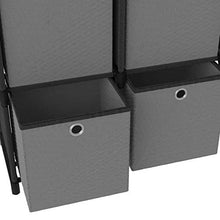 Tidyard Armadietto, Mensola con 5 Vani a Cubo e Scatole, Cassettiera Componibili, Cassetti e Scaffali, in Tessuto 103x30x72,5 cm Nero e Grigio