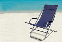 Sedia a sdraio dondolino pieghevole spiaggina cuscino braccioli prendisole blu