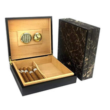 ZLMMY Desktop Cigar Humidor, con Vassoio e divisore Regolabile, Vetro igrometro e umidificatore Rettangolo