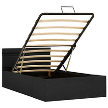 vidaXL Giroletto Idraulico con Contenitore e LED Salvaspazio Robusto a Doghe Letto Imbottito Struttura Telaio Grigio Scuro in Tessuto 100x200cm