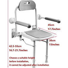 YHRJ Sedile da Bagno a Parete per Anziani,Sgabello da Bagno Antiscivolo per la casa,Sedia da Doccia di Sicurezza con braccioli,può sopportare 190 kg (Color : Grey, Size : 42.5-55cm)
