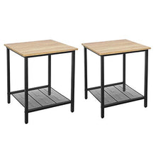 VASAGLE Set di 2 Tavolino da Salotto, Comodino in Stile Industriale, Struttura Resistente in Acciaio, Soggiorno Camera da Letto, Assemblaggio Semplice, Marrone Miele e Nero