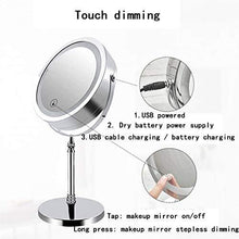 HMMN Specchio a Doppia Lato Vanity con LED, Lente di ingrandimento a Specchio/Specchio da principiante, Interruttore Touch Light Smart Fill, Carica USB