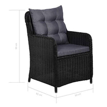SKM Set da Pranzo da Giardino 9 pz in Polyrattan Nero (132.5kg)