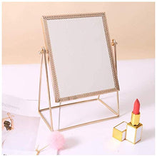 AITAOZI Specchio per Il Trucco da Tavolo, Specchio da vanità Pieghevole Desktop Quadrato, Specchio Pieghevole Portatile con Supporto in Rame 90 ° Regolabile, Specchio cosmetico in Piedi