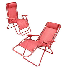 Zero Gravity - Sedia a sdraio in metallo, colore: Rosso/Rosa: resistente modello Premium (sdraio da giardino reclinabile, sedia da spiaggia)