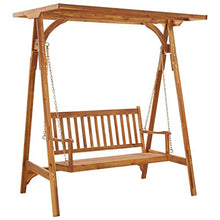 E E-NICES Panchina a Dondolo da Giardino con Baldacchino in Legno Acacia